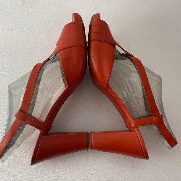 Camper Women's Red Leather Strappy Block Heels - Picture 7 of 12